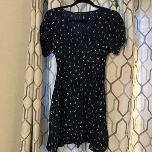 Navy blue short sleeved empire waist dress. Size XS